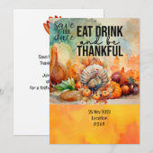 Invitation Thanksgiving avec la Turquie enregistrer la date d (Devant / Derrière)