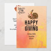 Invitation Thanksgiving avec la Turquie enregistrer la date d (Devant / Derrière)