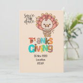 Invitation Thanksgiving avec la Turquie enregistrer la date d (Debout devant)