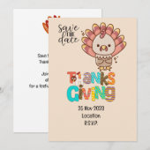 Invitation Thanksgiving avec la Turquie enregistrer la date d (Devant / Derrière)