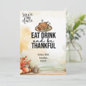 Invitation Thanksgiving avec la Turquie enregistrer la date d (Debout devant)