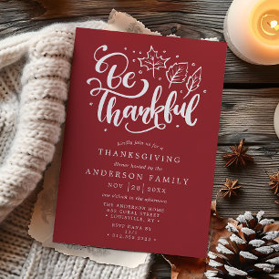Invitation Thanksgiving Be Thanksgiving Script Burgundy Dîner