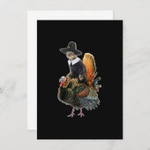 Invitation Thanksgiving Cat Pilgrim Costume Thanksgiving Turk (Devant / Derrière)