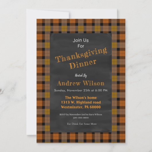 Invitation Thanksgiving Chalkboard (Devant)