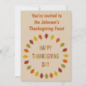 Invitation Thanksgiving Chêne Feuilles Personnalisé (Devant)