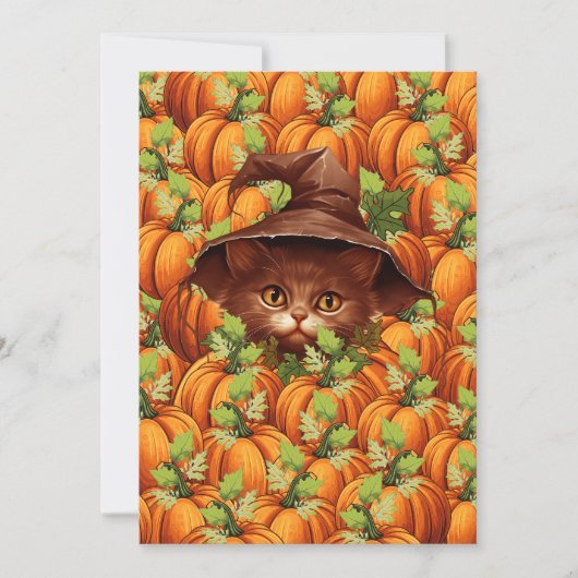 INVITATION THANKSGIVING CITROUILLE CUTE CAT (Devant)