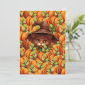INVITATION THANKSGIVING CITROUILLE CUTE CAT (Debout devant)