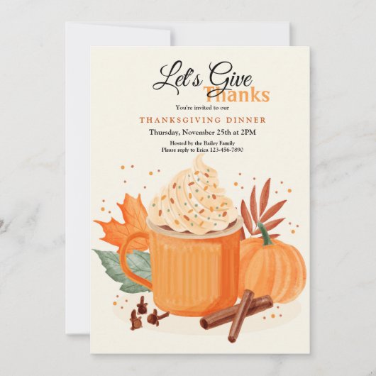 Invitation Thanksgiving citrouille Spice (Devant)