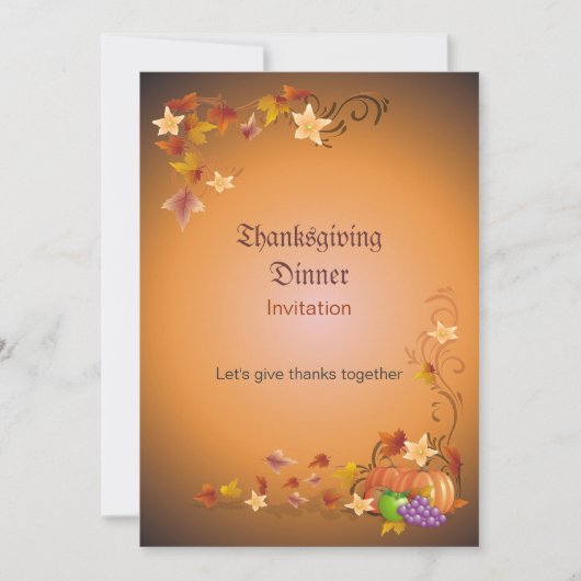 Invitation Thanksgiving Citrouilles Fruits Feuilles Classique (Devant)