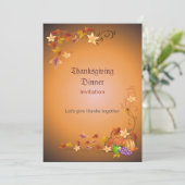 Invitation Thanksgiving Citrouilles Fruits Feuilles Classique (Debout devant)