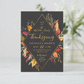 Invitation Thanksgiving Cocktail Party Watercolor Foliing (Debout devant)