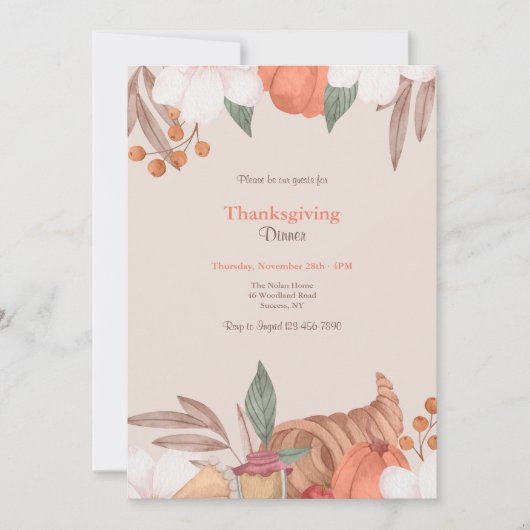 Invitation Thanksgiving Cornucopia (Devant)