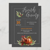 Invitation Thanksgiving Day Black Theme Diner Party (Devant / Derrière)