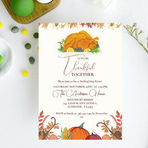 Invitation Thanksgiving Dineer chute Citrouille Turquie parti