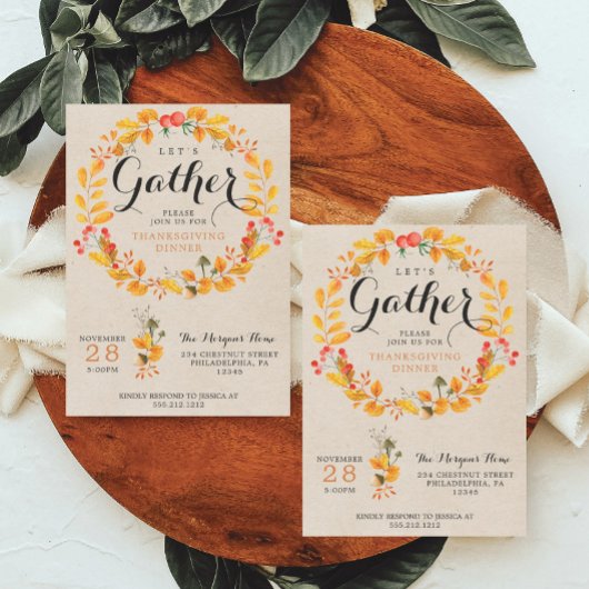 Invitation Thanksgiving - Dîner Thanksgiving