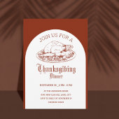Invitation Thanksgiving Dinner party white& brown minimal