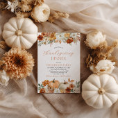 Invitation Thanksgiving Dinner Pumpkin Fall Leaves