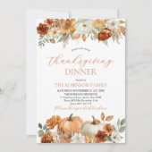 Invitation Thanksgiving Dinner Pumpkin Fall Leaves  (Devant)