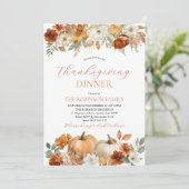 Invitation Thanksgiving Dinner Pumpkin Fall Leaves  (Debout devant)