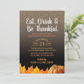 Invitation Thanksgiving Eat Drink & Be Thanksgiving Dinner Pa (Debout devant)