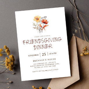 Invitation Thanksgiving Élégant Dîner D'Action Conviviale Mod