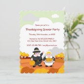 Invitation Thanksgiving Fall / Automne scène avec pèlerins, (Debout devant)