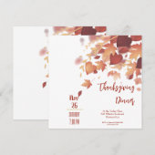 Invitation Thanksgiving Fall Leaves Love Diner d'Amour Invita (Devant / Derrière)