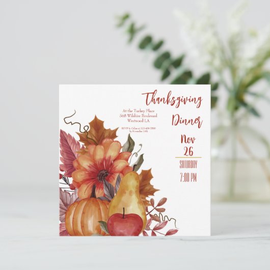 Invitation Thanksgiving Fall quitte Citrouille Dîner Invitati (Debout devant)
