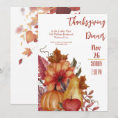 Invitation Thanksgiving Fall quitte Citrouille Dîner Invitati (Devant / Derrière)