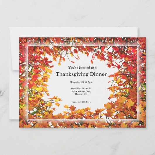 Invitation Thanksgiving Fall Tree Circle (Devant)