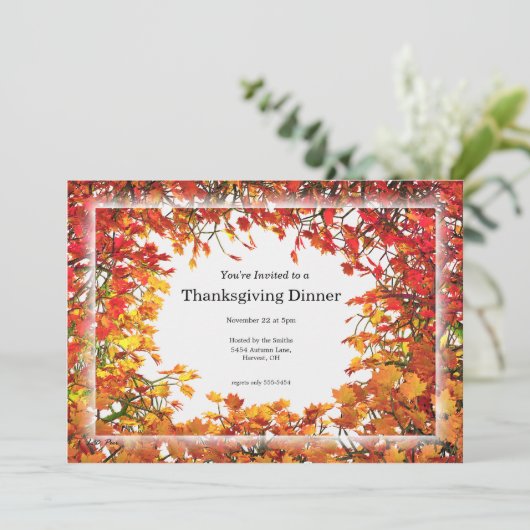 Invitation Thanksgiving Fall Tree Circle (Debout devant)