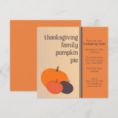 Invitation Thanksgiving Family Citrouille Pie, Dîner De Vacan (Devant / Derrière)