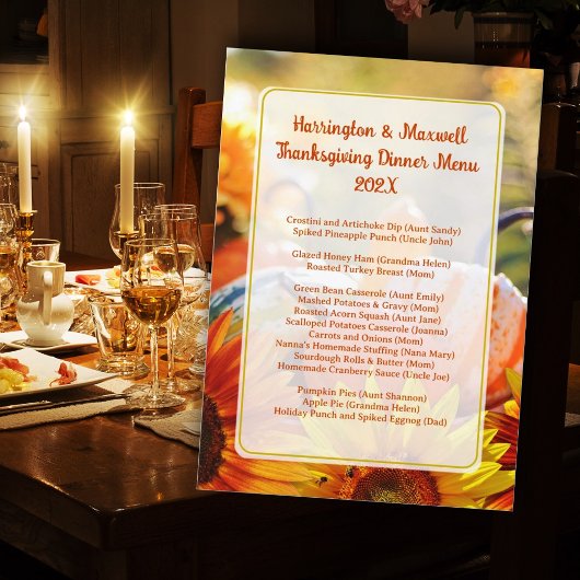 Invitation Thanksgiving Family Dinner Menu Modèle