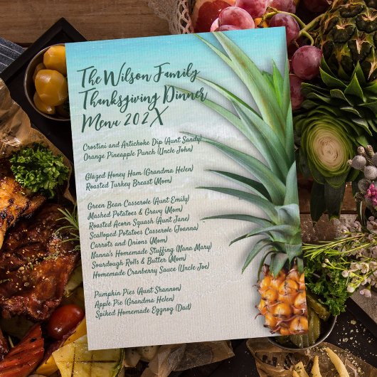 Invitation Thanksgiving Family Dinner Pineappy Menu Modèle