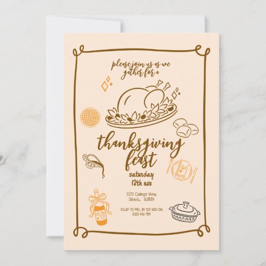 Invitation Thanksgiving Feed Rustic Fall Dinner (Devant)