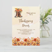 Invitation Thanksgiving fête orange chute bottes florales lux (Debout devant)