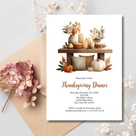 Invitation Thanksgiving Friendsgiving Automne Dîner d'automne