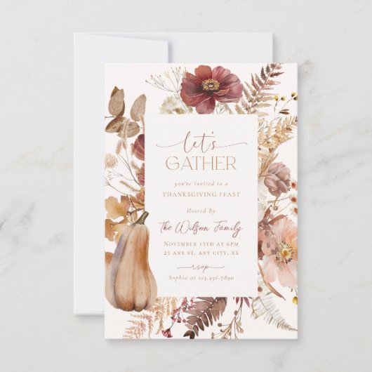 Invitation Thanksgiving Friendsgiving Dîner (Devant)