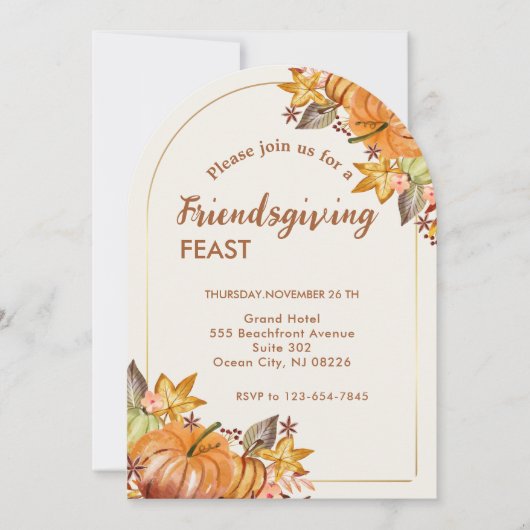 Invitation Thanksgiving Friendsgiving Modern Dinner Party (Devant)