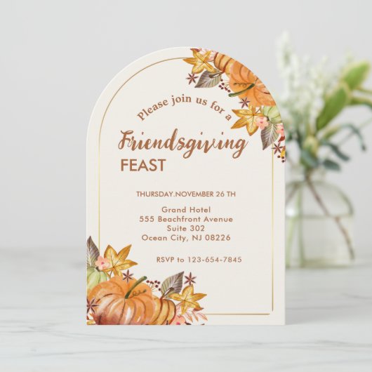 Invitation Thanksgiving Friendsgiving Modern Dinner Party (Debout devant)