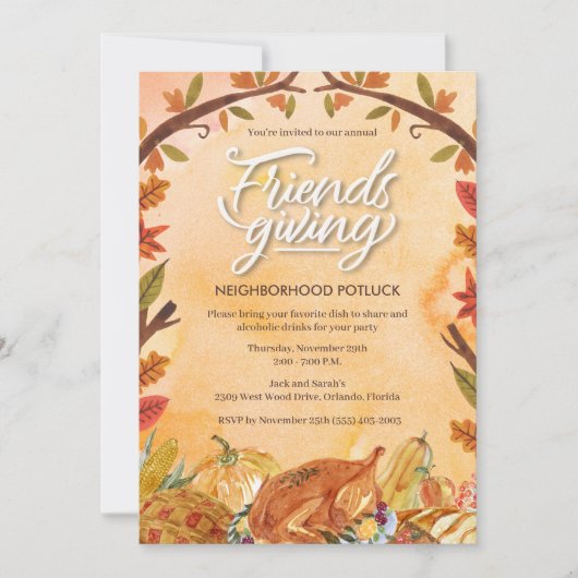 Invitation Thanksgiving Friendsgiving Neighbority Potluck (Devant)
