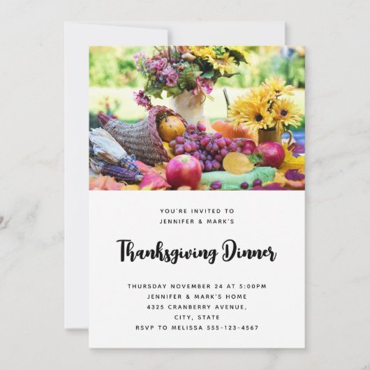 Invitation Thanksgiving Holiday Autumn Harvest Table (Devant)