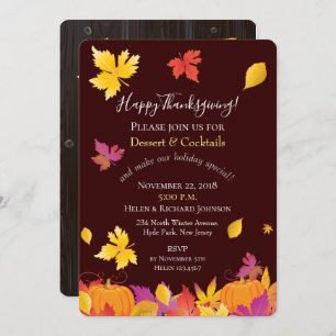 Invitation Thanksgiving Holiday Maple Feuilles Aquarelle