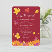 Invitation Thanksgiving Holiday Maple Feuilles Aquarelle (Debout devant)