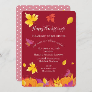 Invitation Thanksgiving Holiday Maple Feuilles Aquarelle