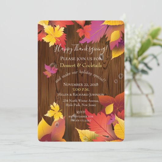 Invitation Thanksgiving Holiday Maple Feuilles Aquarelle (Debout devant)