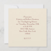 Invitation Thanksgiving ~ Manger Boire et être reconnaissant (Dos)