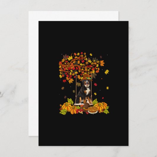 Invitation Thanksgiving Maple Citrouille Bernese Mountain Dog (Devant / Derrière)