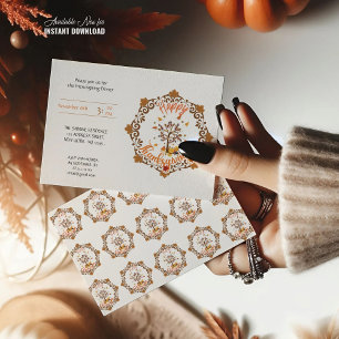 Invitation Thanksgiving Maple Feuilles cadre automne Invitati