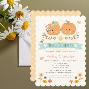 Invitation Thanksgiving mignonne Couples Citrouille Douche